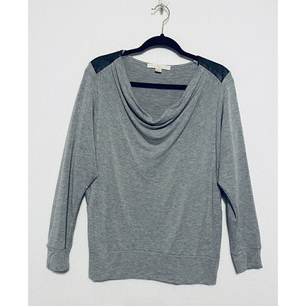 Boston Proper Top Womens Medium Gray Drape Neck Faux Dolman 3/4 Sleeve